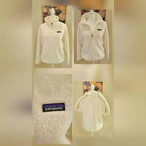 Patagonia Off White Ivory Cream  Fleece Pullover 1/4 Zip Womens Small